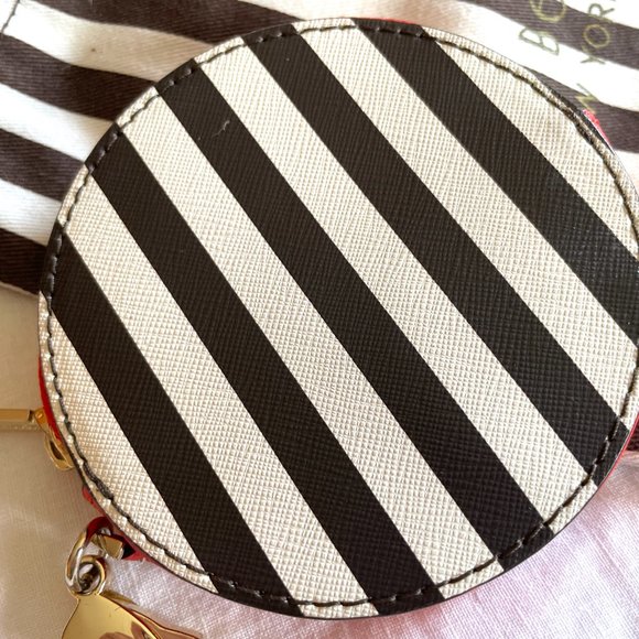 Henri Bendel Centennial Stripe Applique Flower Zip Pouch NEW - Picture 2 of 3